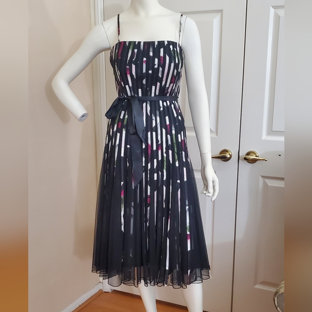 Cache Floral Striped Mesh Dress Y2K - Picture 11 of 12